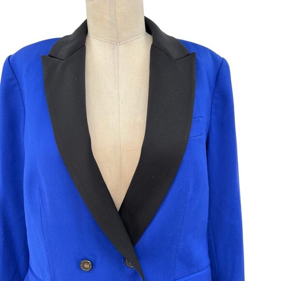 L.A.M.B. Double Breasted Wool Blend Blazer Cobalt Blue Black Size US 6 - Picture 3 of 16